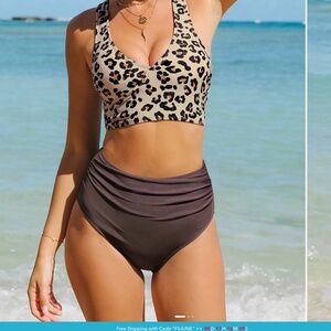 Cupshe Brown High Waist Swim bottoms Size Small